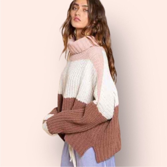 POL Canyon Rose Color Block Oversized Chenille Sweater Size Large - Picture 11 of 16